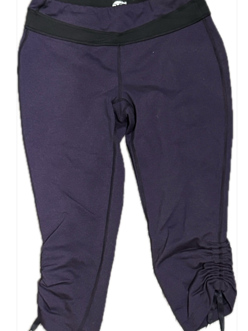 Lucy Purple Capri Leggings with Black Waistband